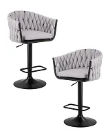 Стул барный набор 2 шт. SET-2 9690-LM LEON, цвет сиденья серый (LAR-275-17), цвет основания черный Dobrin, /текстиль, ножки/металл/чёрный, размеры - 890*1100***550*490 Стул барный набор 2 шт. SET-2 9690-LM LEON, цвет сиденья серый (LAR-275-17), цвет основания черный Dobrin, /текстиль, ножки/металл/чёрный, размеры - 890*1100***550*490