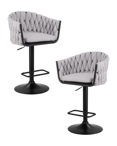 Стул барный набор 2 шт. SET-2 9690-LM LEON, цвет сиденья серый (LAR-275-17), цвет основания черный Dobrin, /текстиль, ножки/металл/чёрный, размеры - 890*1100***550*490 Стул барный набор 2 шт. SET-2 9690-LM LEON, цвет сиденья серый (LAR-275-17), цвет основания черный Dobrin, /текстиль, ножки/металл/чёрный, размеры - 890*1100***550*490