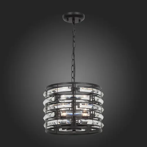 Люстра подвесная Chiarezza SL665.403.04 ST-Luce чёрная прозрачная на 6 ламп, основание чёрное в стиле современный американский арт-деко фото 2