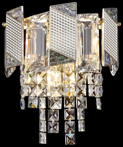 Бра Malvina WE114.02.301 Wertmark прозрачный на 2 лампы, основание золотое в стиле арт-деко современный 
