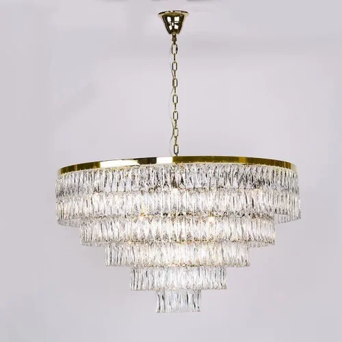 Люстра подвесная хрустальная 10129+17/C gold Newport прозрачная на 26 ламп, основание золотое в стиле классический 
