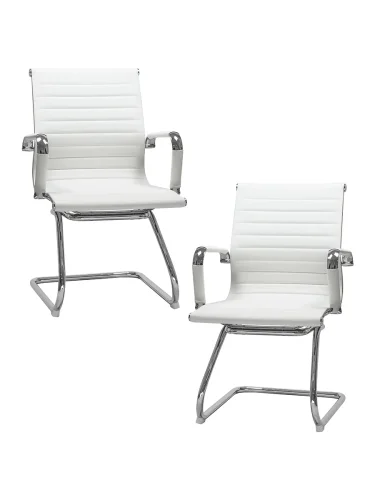 Набор 2 шт Офисное кресло для посетителей DOBRIN CODY (белый) цвет сиденья белый, цвет основания хромированная сталь Dobrin, белый/экокожа, ножки/металл/, размеры - *880****