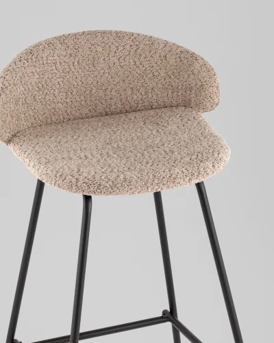 Стул барный Nita, букле кофейный УТ000040262 Stool Group, бежевый коричневый/букле, ножки/металл/чёрный, размеры - ***** фото 2