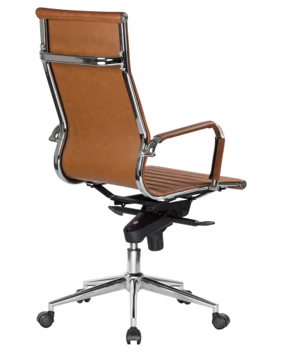 Офисное кресло для руководителей 101F-LMR CLARK, цвет светло-коричневый №321 Dobrin, коричневый/экокожа, ножки/металл/хром, размеры - 1090*1150***680*680 фото 4