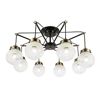 Светильник подвесной Stricce SLE110302-08 Evoluce белый прозрачный 8 ламп, основание чёрное в стиле современный винтаж лофт шар