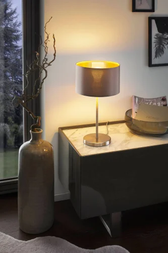 Настольная лампа MASERLO 31631 Eglo золотая коричневая 1 лампа, основание никель серое металл в стиле современный  фото 2