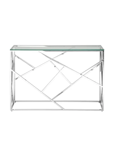 Консоль АРТ ДЕКО 115*30, прозрачное стекло, сталь серебро УТ000001489 Stool Group столешница прозрачная из стекло фото 3