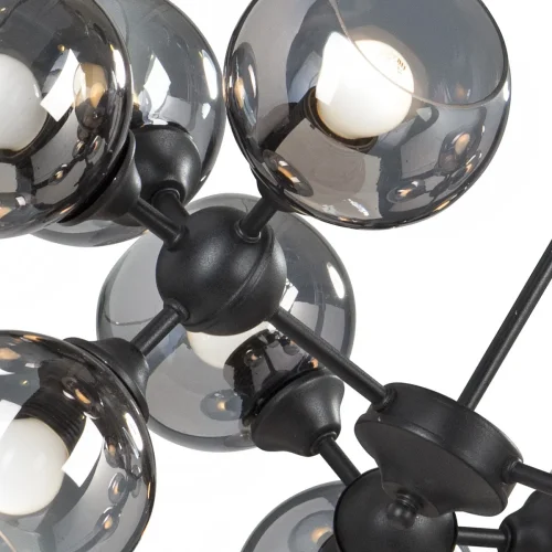 Люстра подвесная V4484-1/12 Vitaluce чёрная серая на 12 ламп, основание чёрное в стиле хай-тек шар фото 2