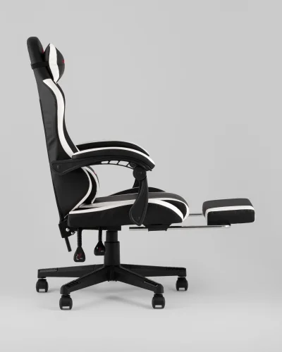 Кресло спортивное TopChairs Prophet с оттоманкой, черно-белый УТ000039480 Stool Group, чёрный/текстиль, ножки/полимер/чёрный, размеры - 1250*1350***68* фото 7