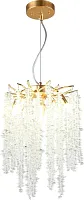 Люстра подвесная Paulina APL.848.03.04 Aployt прозрачная на 4 лампы, основание золотое в стиле флористика современный ветви