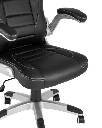 Кресло спортивное TopChairs Genesis, черное УТ000004556 Stool Group, чёрный/экокожа, ножки/металл/хром, размеры - ****625*660 фото 7