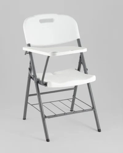 Стул складной банкетный со столиком и полкой УТ000040172 Stool Group, белый/, ножки/металл/серый, размеры - *870***810*530