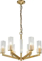 Люстра подвесная Malone 6035-6 BR CL Belfast прозрачная на 6 ламп, основание латунь в стиле современный 