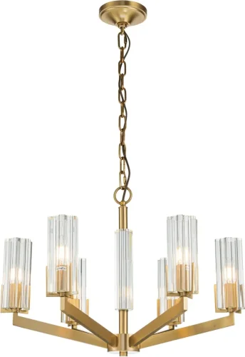 Люстра подвесная Malone 6035-6 BR CL Belfast прозрачная на 6 ламп, основание латунь в стиле современный 