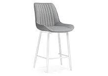 Полубарный стул Седа К светло-серый / белый 511176 Woodville, серый/велюр, ножки/металл/белый, размеры - ****490*570