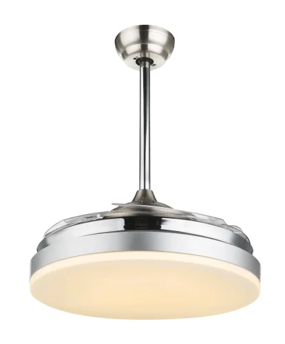 Люстра c вентилятором LED Cabrera 0350G Globo белая прозрачная на 1 лампа, основание матовое никель в стиле современный  фото 2