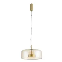 Светильник подвесной LED Reflex 4235-2P Favourite янтарный на 1 лампу, основание матовое золото в стиле современный 