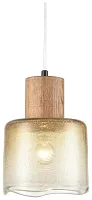 Светильник подвесной 382-506-01 Velante янтарный прозрачный 1 лампа, основание коричневое бежевое в стиле кантри современный выдувное