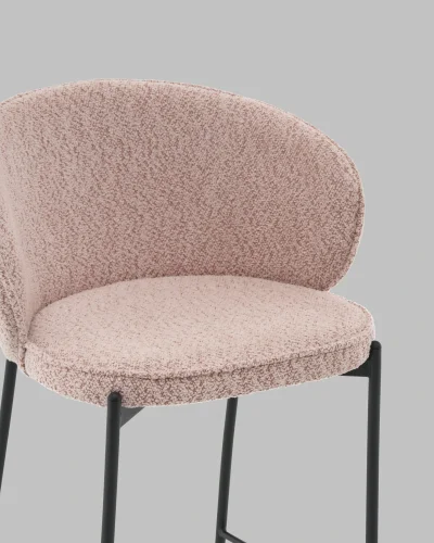 Стул полубарный Тисдейл букле розово-персиковый УТ000041694 Stool Group, розовый/букле, ножки/металл/чёрный, размеры - ***** фото 6