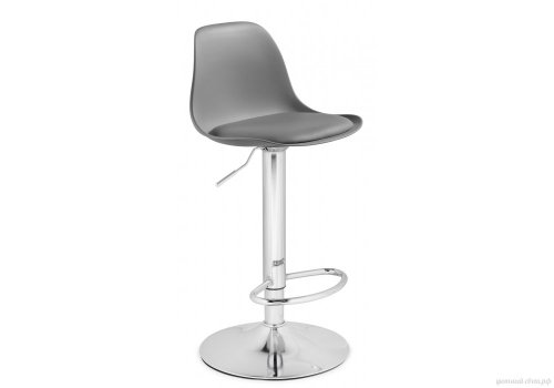 Барный стул Soft gray / chrome 15747 Woodville, серый/экокожа, ножки/металл/хром, размеры - *1060***380*380