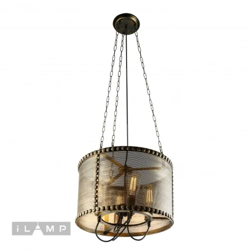 Люстра подвесная Loft P112-4 iLamp коричневая на 4 лампы, основание коричневое в стиле современный американский лофт  фото 3