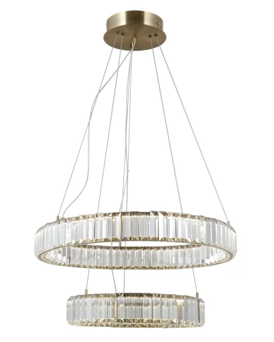Люстра подвесная LED Asti V10732-PL Moderli прозрачная на 1 лампа, основание золотое в стиле классический современный кольца фото 2
