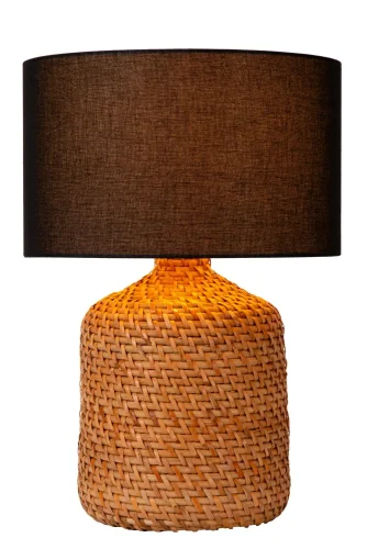 Настольная лампа Arrah 10553/81/73 Lucide чёрная на 1 лампу, основание коричневое металл в стиле кантри 