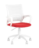 Кресло оператора Topchairs ST-BASIC-W красная ткань 26-22 крестовина белый пластик УТ000036062 Stool Group, красный/ткань, ножки/пластик/белый, размеры - ****635*605