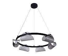 Люстра подвесная LED Каспи 08447-6A,19(16) Kink Light дымчатая серая на 6 ламп, основание чёрное в стиле лофт современный кольца