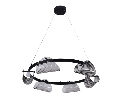 Люстра подвесная LED Каспи 08447-6A,19(16) Kink Light серая дымчатая на 6 ламп, основание чёрное в стиле современный лофт кольца