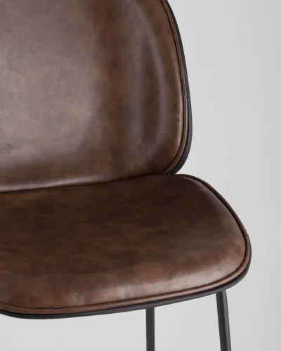 Стул барный Турин со спинкой, коричневый экокожа, черные ножки УТ000001768 Stool Group, коричневый/экокожа, ножки/металл/чёрный, размеры - ****460*540 фото 9