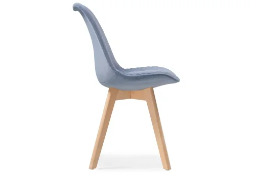 Деревянный стул Bonuss blue / wood 15090 Woodville, голубой/велюр, ножки/массив бука/натуральный, размеры - ****500*560 фото 3