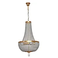 Люстра хрустальная подвесная Castellana E 1.5.40.100 G Arti Lampadari прозрачная без плафона на 6 ламп, основание золотое в стиле классический 