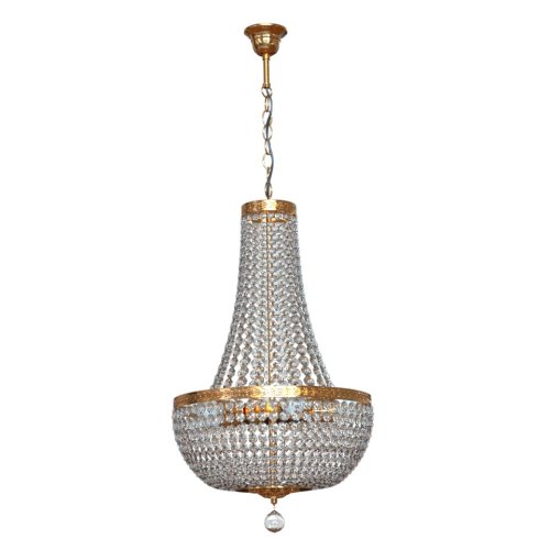 Люстра хрустальная подвесная Castellana E 1.5.40.100 G Arti Lampadari прозрачная без плафона на 6 ламп, основание золотое в стиле классический 