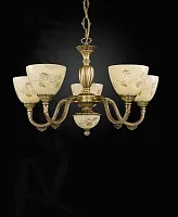 Люстра подвесная  L 6258/5 Reccagni Angelo жёлтая на 5 ламп, основание античное бронза в стиле классический 