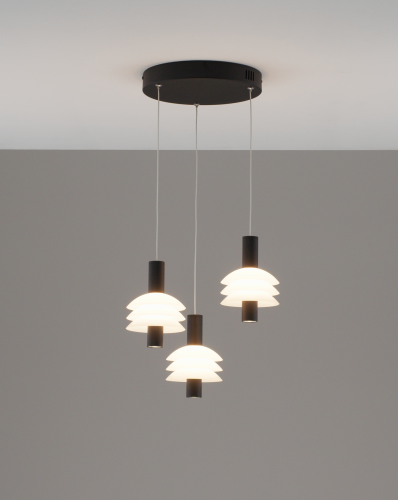 Светильник подвесной LED Sylv V11388-PL Moderli белый на 3 лампы, основание чёрное в стиле современный каскад
