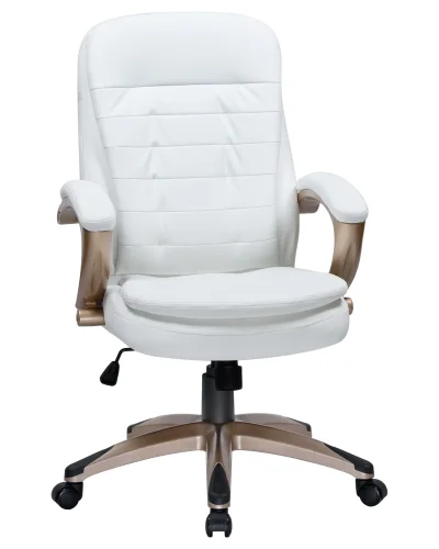 Офисное кресло для руководителей 106B-LMR DONALD, цвет белый Dobrin, белый/экокожа, ножки/металл/бежевый, размеры - 1030*1110***720*720
