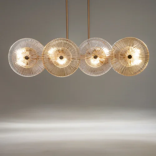 Светильник подвесной Aster MOD007PL-08G1 Maytoni янтарный прозрачный на 8 ламп, основание золотое в стиле современный арт-деко шар фото 9