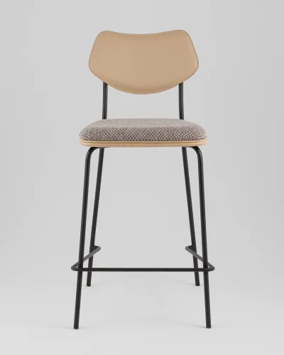 Стул полубарный Casey, темно-серый, с бежевой экокожей УТ000039576 Stool Group, бежевый/рогожка, ножки/металл/чёрный, размеры - ***** фото 2