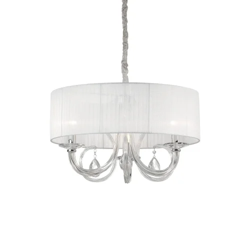 Люстра подвесная SWAN SP3 BIANCO Ideal Lux белая на 3 лампы, основание хром прозрачное в стиле венецианский 