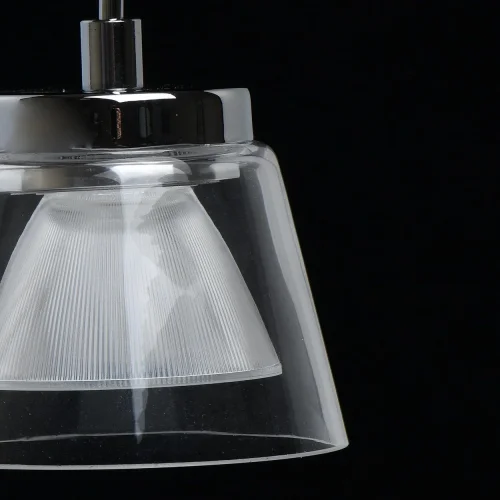 Светильник подвесной LED Торес 110011001 DeMarkt прозрачный 1 лампа, основание хром в стиле хай-тек  фото 6