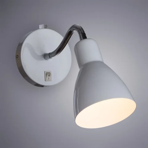 Бра с выключателем лофт Dorm A1408AP-1WH Arte Lamp белый 1 лампа, основание белое в стиле лофт  фото 2
