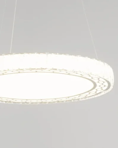 Светильник подвесной LED Ice V1600-PL Moderli прозрачный 1 лампа, основание хром в стиле хай-тек кольца фото 3