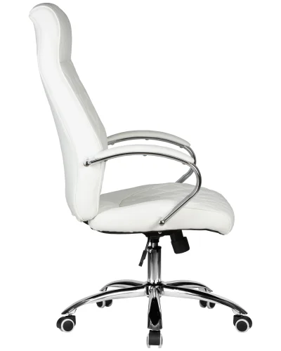 Офисное кресло для руководителей 117B-LMR BENJAMIN, цвет белый Dobrin, белый/экокожа, ножки/металл/хром, размеры - 1200*1270***670*670 фото 3