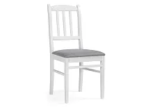 Деревянный стул Мириел белый / серый 527065 Woodville, серый/ткань, ножки/массив березы дерево/белый, размеры - ****450*500