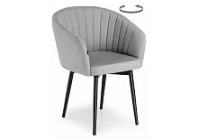 Деревянный стул Моншау velutto 52 / черный 462148 Woodville, серый/велюр, ножки/металл/чёрный, размеры - ****600*530