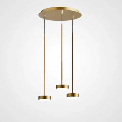 Светильник подвесной PEER ONE L3 Диск 212829-26 ImperiumLoft белый на 3 лампы, основание латунь в стиле современный скандинавский хай-тек 
