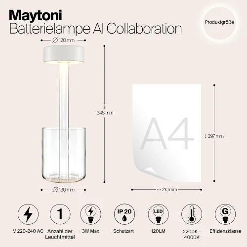 Настольная лампа LED AI Collaboration MOD229TL-L3W3K1 Maytoni белая на 1 лампу, основание прозрачное стекло в стиле хай-тек современный беспроводная зарядка фото 4