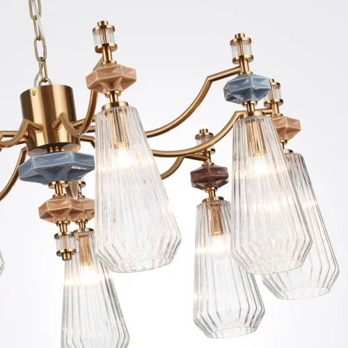Люстра подвесная Terra 5414/9 Odeon Light прозрачная на 9 ламп, основание античное бронза латунь в стиле классический современный фото 6