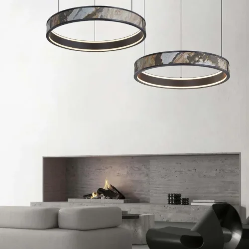 Люстра подвесная LED Lago 4598-1P Favourite бежевая разноцветная на 1 лампу, основание чёрное в стиле современный фото 2